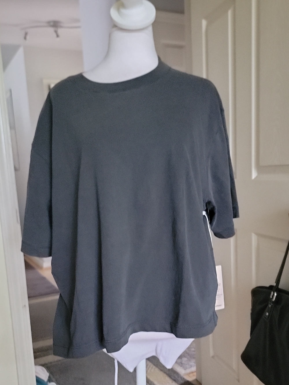RicherPoorer Relaxed Boxy Short-Sleeve Top in Charcoal